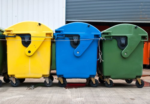 Construction site with waste containers in Wood Green