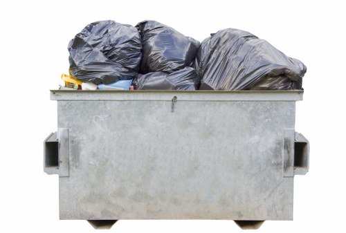 Different sizes of skip hire containers