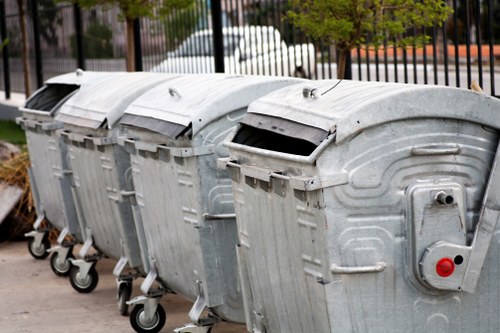 Lush garden with organized waste removal